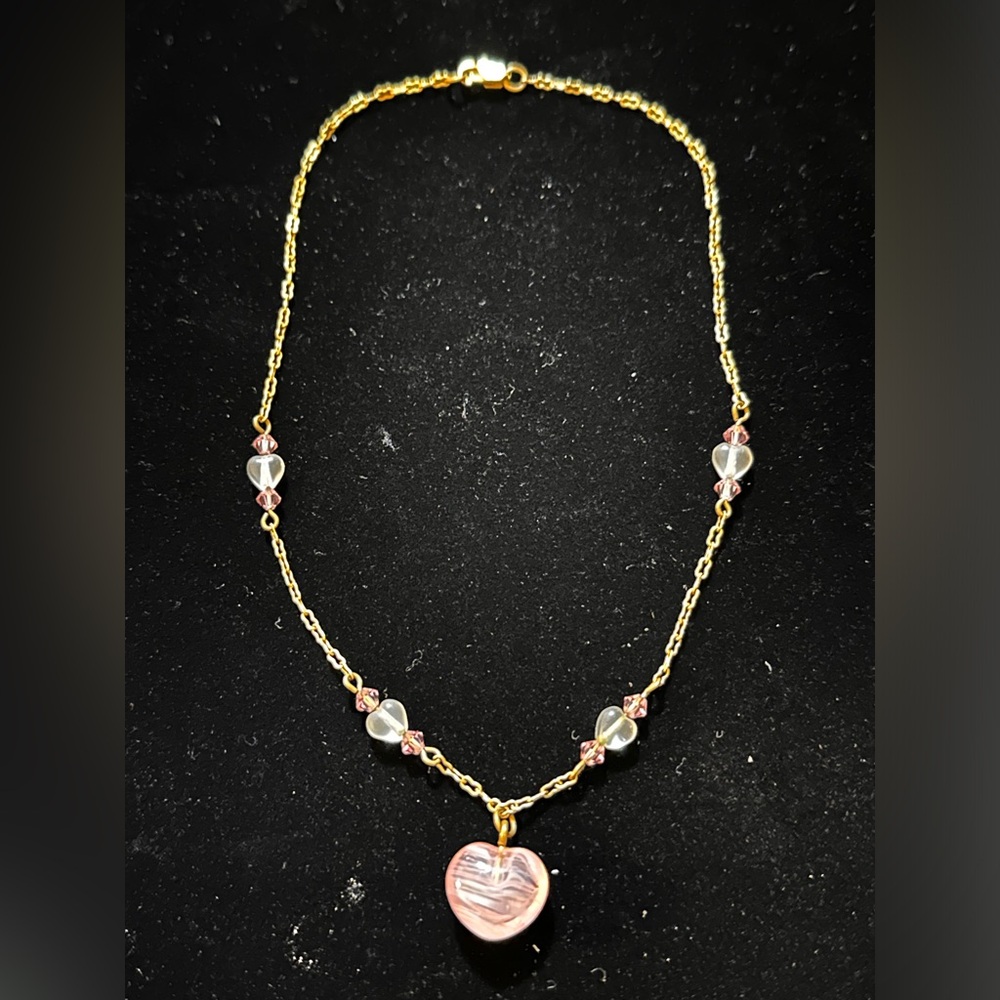 EUC-Girls Pink Fashion Heart Chocker